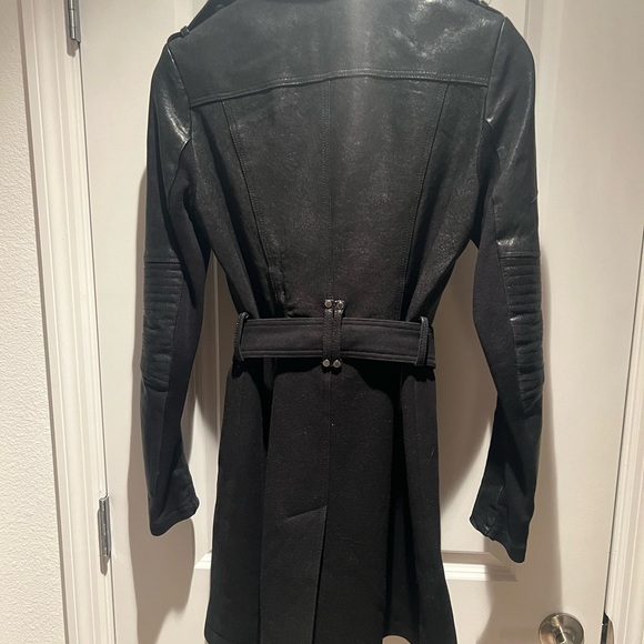 BCBG MAXAZRA BLACK LONG LEATHER COAT - Picture 9 of 10